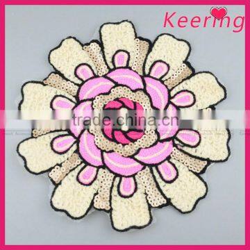 fashion flower shape sequin embroidery patch for clothing WPHA-005