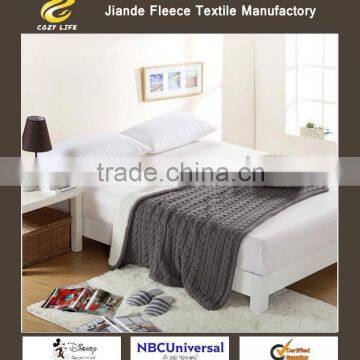 Knitted Blanket / 100% Cotton Knitted Throw with Lininng Super Soft Warm Blanket Cover Double Cable Knit, 110*180cm