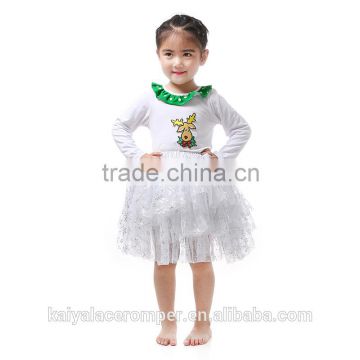 Kids Wholesale Winter Clothes Long Sleeve White Top and Snow Tutu Skirt Christmas Outfit