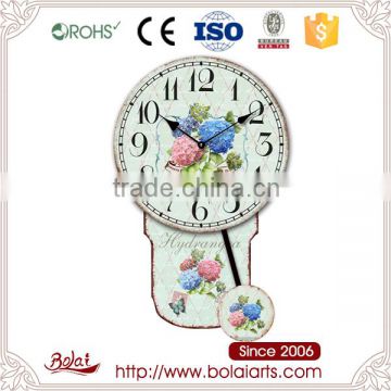 Light color pink and blue hydrangea pendulum gift clock cheap