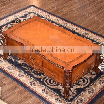 Living room furniture delicate tableware rubber carving center table design