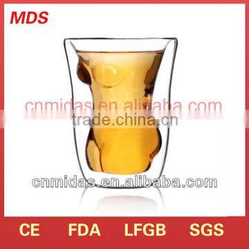 150ML girl body double wall glass beer cup