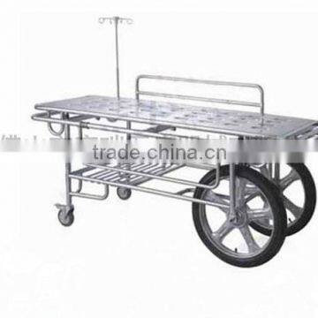 Hospital Stainless Steel Patient Transfer Emergency Stretcher With Two Big Wheels