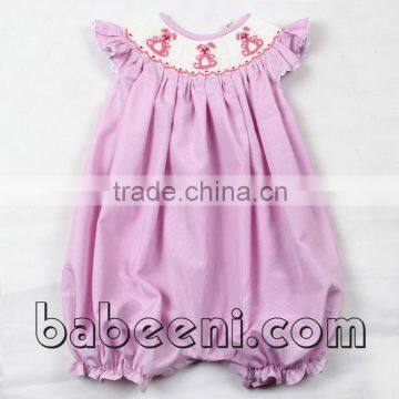 Bunny short hand smocked bubble for Easter