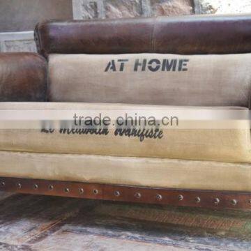 Vintage industrial Furniture jodhpur ,Industrial Canvas leather two seater Sofa