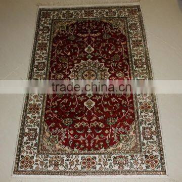 chinese crimson silk carpet hand knotted silk carpet