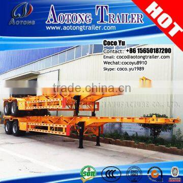 Aotong direct dealer cheap price semi truck Dual axis 40feet container skeleton trailer for sale !!!