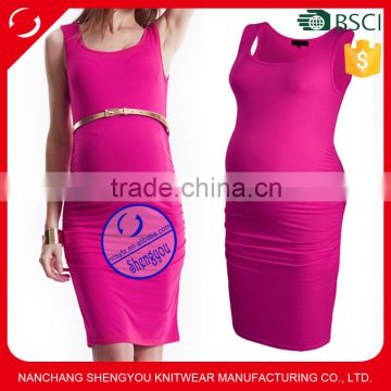 Custom spandex bamboo fiber plain maternity sleeveless dresses