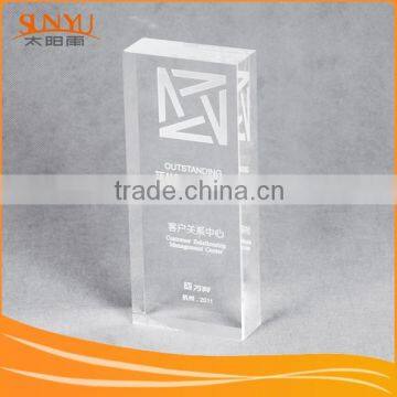 New design cuboid laser marking acrylic trophy and awards