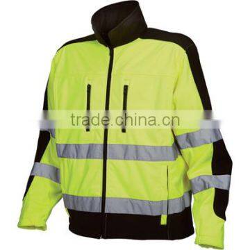 2014 high performance waterproof and breathable reflective safety softshell man jacket