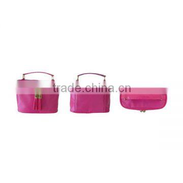 new style small round nylon travel cosmetic case bags