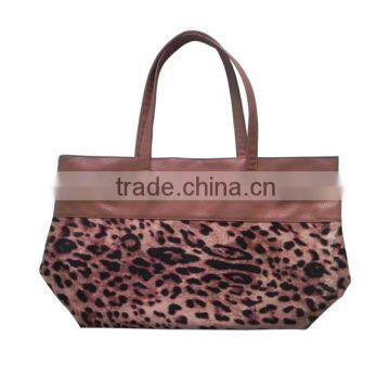 Fashion leopard print plush leather handbag tote bag