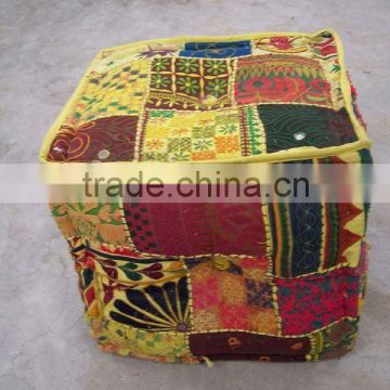 Indian Handmade Tribal Rajkoti Embriodery Poufs, Ottomans, Stools