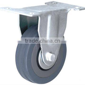 Fixed rubber caster wheel,gray rubber castor