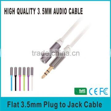 1.5m Flat audio cable with High quality male to female aux cable white