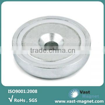 Strong sintered neodymium countersunk pot magnet