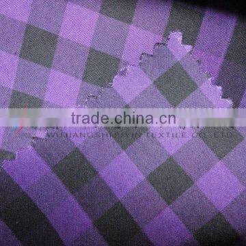 polyester gien check yarn dyed purple fabric for shirt