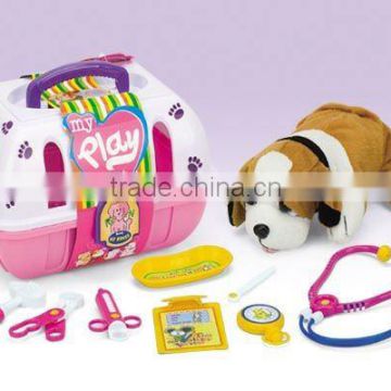 Hualian Toys Pretend Pet House Plush Cage Set Vet Cage