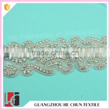 HC-3449 Hechun Factory Sew On Crystal Bead Hand Applique Embroidery Designs for Wedding Dress photo-4