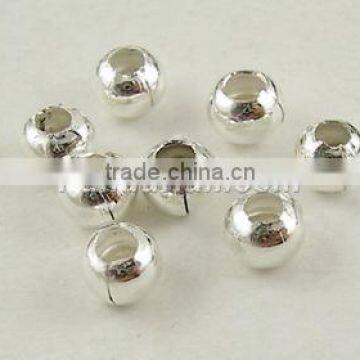 Brass Smooth Round Beads, Seamed Bead Spacers, Silver Color, about 3mm in diameter, hole: 1mm(EC400-1S)