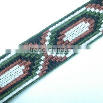 Jacquard spun polyester decorative webbing ribbon fabric