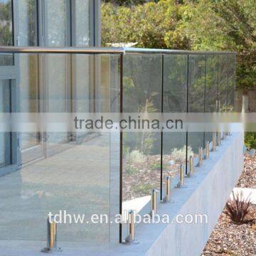 Prefabricated outdoor 316 stainless steel spigot tempered glass railing/balustrade