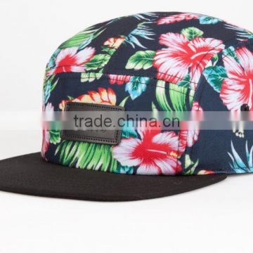 Custom Leather Strap Back 5 Panel Cap, Customized 5 Panel Cap with Leather Patch