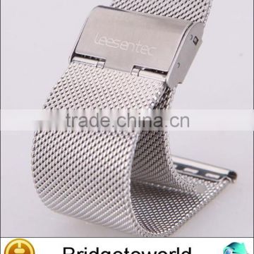 Stainless Steel Mesh Polished Watch Band Wrist Strap For Apple Watch