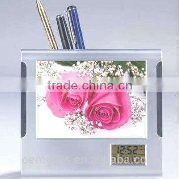 Multifunction Digital Photo Frame Penholder Alarm Clock With Calendar And Temperature Display