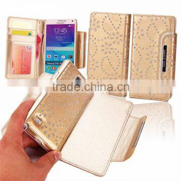 2 in 1 Glitter Powder Leather cover for Samsung Galaxy Note4 mobile phone case