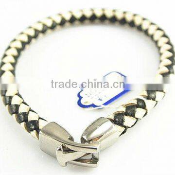 AB043 white and black weaved fashion leather bracelets