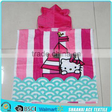 High standard Fashion cartoon velour printing customized kids surf hooded towel