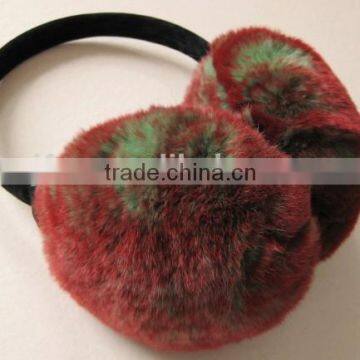 Color Blocking Mashup Style Two Colors Rabbit Fur Earmuff/ Fur Earflap