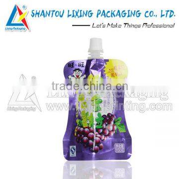 Grape juice stand up spout pouch