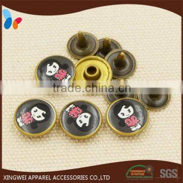 12mm custom printed logo denim metal rivets