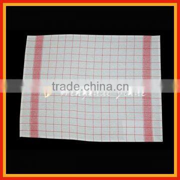 100% cotton yarn dyed plaid tea towel with pink checks