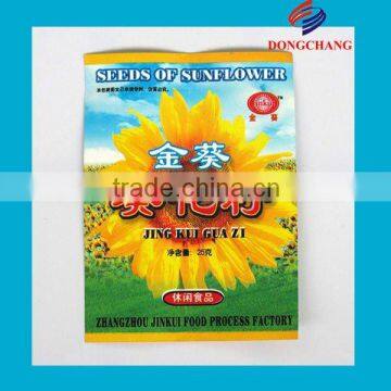 colored plastic food packaging bag for sunflower seeds