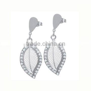 Factory manufacturing beautiful leaf shaped earrings stylish earrings young leafs girls wholesale (LE2486)