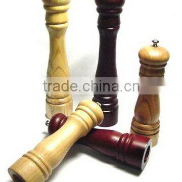 Custom Wooden Salt Pepper Mill Grinder with Ceramic or Alloy Metal Grinding Core and Various Shapes and Sizes