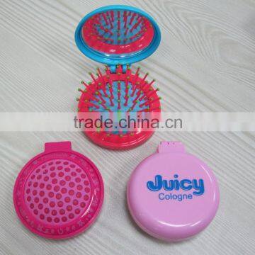 plastic round foldable make up mirror with brush                        
                                                Quality Choice