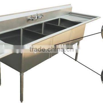 NSF and CSA Approval Three Compartments Stainless Steel Commercial Kitchen Sink photo-3