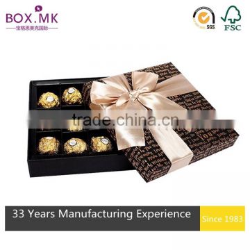 2016 Hot Sale Handmade High Quality Custom Fancy Alibaba Luxury Chocolate Box With Paper Divider