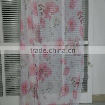 Top selling Arabic living room organza printed flower curtain fabric
