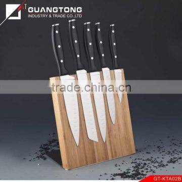 6 pcs forged pom handle kitchen knife set 440 stainless steel blade with magnetic bamboo knife block