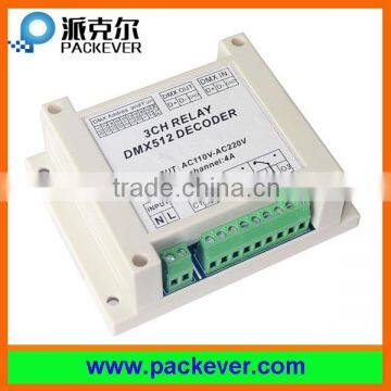 AC 110V 220V high voltage input 12A 3 channels DMX512 relay, 3 channels DMX relay switch