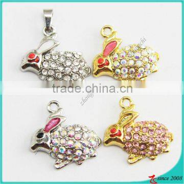 New arrival crystal rabbit pendants for necklace and keychain