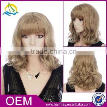 Blonde hairstyle european bohemian fan curl hair full lace wig