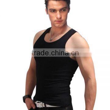 2016 Top Crop Men Vest Plain White Vest Tops White Cotton Loose Black Top photo-3