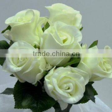 Artificial rose bud bouquet for wedding flower-with 6 heads