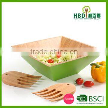 Green bamboo salad bowl